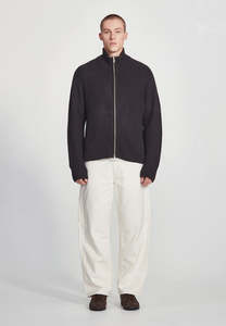 CHUNKY KNIT ZIP THROUGH, CHARCOAL