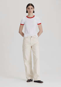 New Arrivals Women: WOMENS RINGER TEE, WHITE WITH RED