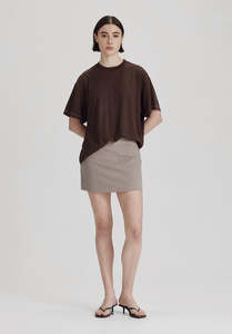 Womens: WOMENS BOY TEE, COCOA W WHITE STITCH