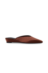 Commonplaceessentials: Lady Flat Mule - Choc Satin