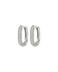 Luv Aj: Pave Chain Link Huggies- Silver