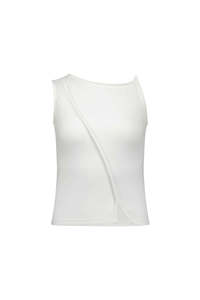 Ss24 Classico: Asymmetric Pearl Tank - Natural