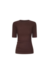 Tops: Ruched SS Tee - Choc