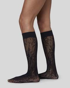 Rosa Lace Knee-Highs - Black