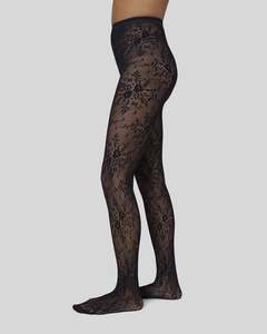 Swedish Stockings: Rosa Lace Tights - Black
