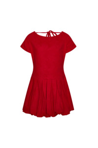Commonplaceessentials: Esme Jacquard Puff Dress - Red