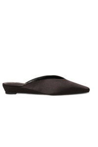 New Arrivals: Lady Flat Mule - Black Satin