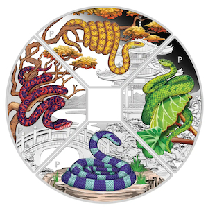 2025 Year of the Snake Quadrant – 1oz Silver Proof Coloured Four-Coin Set