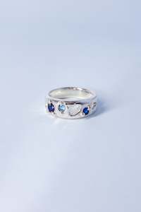 Cavity Ring | Silver/Sapphire/Iolite/Zircon