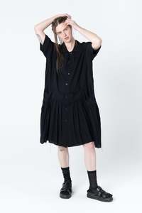 Salon Dress | Black Seersucker
