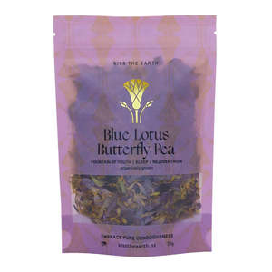 Grocery Herbal Teas: Kiss the Earth Blue Lotus & Butterfly Pea Tea 20g