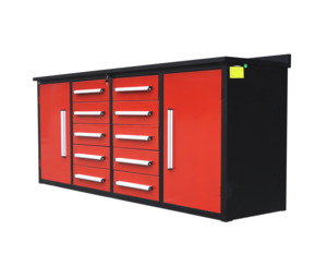 Work Benches: 10 DRAW, 2 CUPBOARD RED WORK BENCH! SOLD OUT