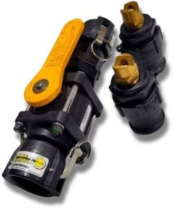 Banjo: Banjo FG6 hydro-seeder nozzle kit with V150 ball valve, 40 mm (1-1/2 inch) inline swivel, camlocks and 2 x brass nozzles