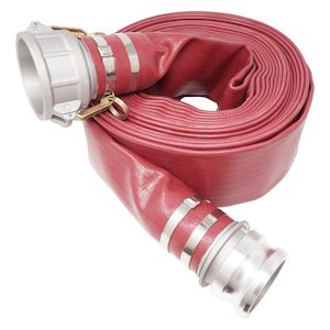 FoxHose 100 mm (4 inch) red lay flat hose and camlock coupling kit 10.5 bar (150&hellip;