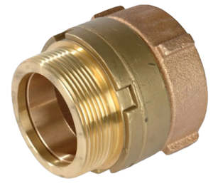 Plumbing Fittings: Brass DG40IGAG inline swivel 1-1/2 inch BSP(M) x 1-1/2 inch BSP(F) with parallel threads