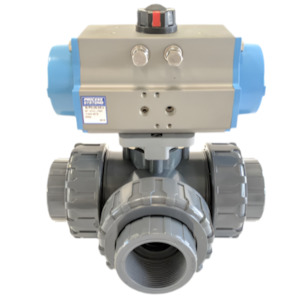 Ketta BLP3DA series 3-way UPVC air operated ball valve (double acting) BSP(F) th&hellip;