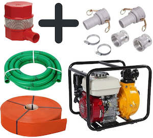 Honda Powered FKT Yellow twin impeller pump and 100 m hose kit Honda GX160 4.8 h&hellip;
