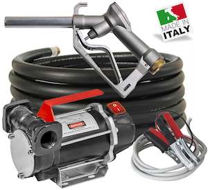 24 Volt Pumps: Piusi Carry 3000 Inline 24v diesel pump kit with 4 m x 19 mm (3/4 inch) hose and nozzle 50 lpm