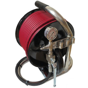 Plumbing: Ketta PW134 Remote Mini drain jetter hose reel with 60 m x 6 mm (1/4 inch) red hose (Copy)