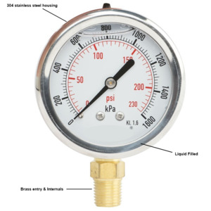 Plumbing Fittings: Ketta GA series pressure gauge 150 mm diameter 1/2 inch BSP(M) bottom entry - all sizes