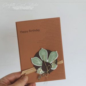 Products: Stitched Leaf Handmade Birthday Card - Confetti Card Studio