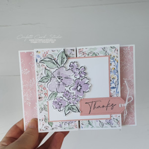 Products: Pink Hand-Penned Gate Fold Card - Confetti Card Studio