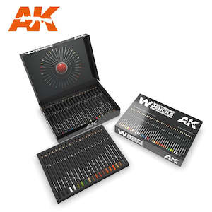 Ak Interactive Watercolor Weathering Pencils: AK-Interactive AK10047 Weathering Pencils DeLuxe Edition Box (37 waterpencil colors)