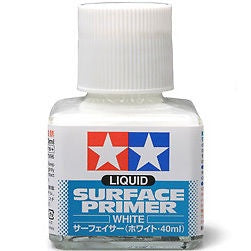 Plastic Cement: Tamiya 87096 Liquid Surface Primer - White 40ml.