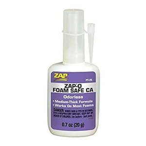 Cyano Acrylate Glues: Zap PT25 Zap-O CA - Foam Safe - 20gm - Requires Kicker