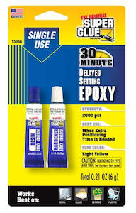 Super Glue: Super Glue 15356 Epoxy - 30 Minute - Delayed Setting - 6gm