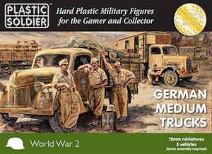 Wargaming 1 100th Scale 15mm: PSC WW2V15026 German Medium Trucks