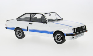 Model Car Group: Model Car Group 18350 Ford Escort MKII RS 2000 X Pack 1977 White w/Blue Stripes