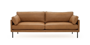 Products: Benji 3 Seater Sofa - Tan Leather Contempa Furniture NZ