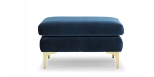 Hugo Small Ottoman - Petrol Blue Velvet Ottomans NZ Contempa Furniture NZ