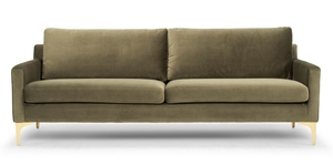 3 Seater Sofas: Hugo 3 Seater Sofa - Moss Green Velvet Immediate Delivery NZ Contempa Furniture NZ