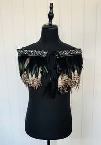 Designer Korowai: Pre Made Medium Beautiful in Black | Formal Occasion | Korowai | Kākahu