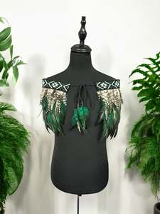 Adult Small Quarter Pre Made Korowai - Emele Forest Green Rangitāmiro