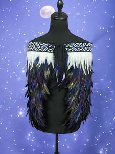 Adult Medium Half Pre Made Korowai - Hunter Purple & Blue, Blue Aramoana Taniko