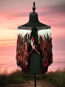 Pre Made Korowai Available Now: Adult XL Half Pre Made Korowai - Akeelah Burgundy Moroki