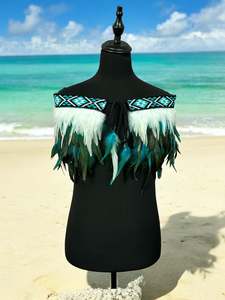 Adult Medium Quarter Pre Made Korowai - Akeelah Turquoise Rangitāmiro