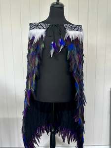 Pre Made Korowai Available Now: Adult Full Length Small Pre Made Korowai - Hunter Purple & Blue, Purple Aramoana Taniko