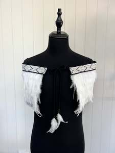Pre Made Korowai Available Now: Pre Made Bridal Quarter Length Medium - Beige/Brown/White
