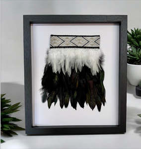 Wall Art: Framed Wall Art - Korowai Black/White