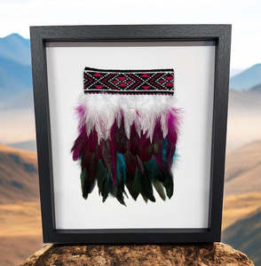Wall Art: Framed Wall Art - Korowai Pink & Turquoise