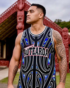Kakahu: Adults Pāua Inspired Māori Design Singlets