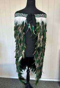 Adult Full XL Pre Made Korowai - Taika Forest Green Whanake