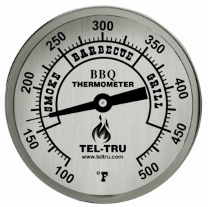 Tel-Tru BBQ Thermometer - BQ300 - 3" Dial & 2.5" Stem (Plain Zones)