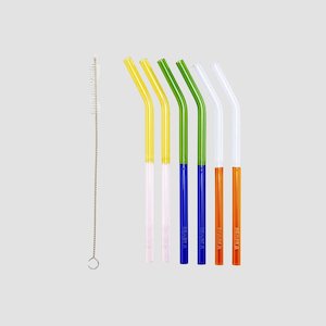 Drinks: MoMA Two-Tone Borosilicate Glass Straws, Set of 6