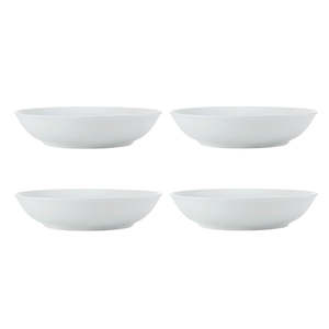 Dinner Sets: Mikasa Chalk 4-Piece Porcelain Pasta Bowl Set - 23cm - White