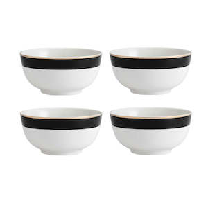 Dinner Sets: Mikasa Luxe Deco 4 piece China Cereal Bowl Set - 14cm - Black /White